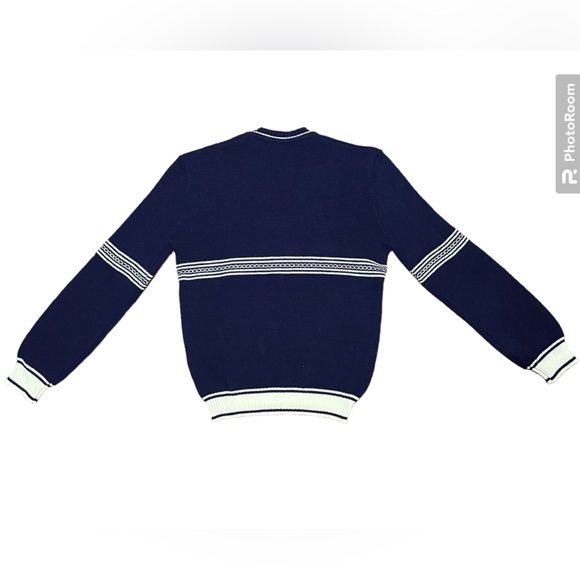 Navy blue/white striped V-neck sweater - Picture 4 of 5